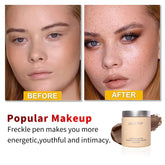 Rosarden Freckle Stamp Pen - Liquid Freckles Pen - Freckle Pen Waterproof Long Lasting Quick Dry Freckles Makeup Stamp- Fake Freckles Makeup Natural Lifelike Freckle (Dark Brown)